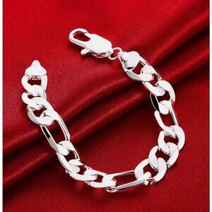 12MM 925 Sterling Silver 7” Bracelet unisex Heavy